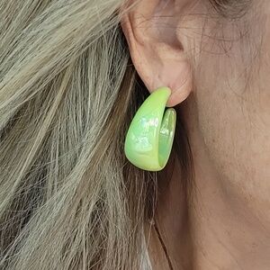 SUMMER LIME IRRIDESCENT Hoop Earrings